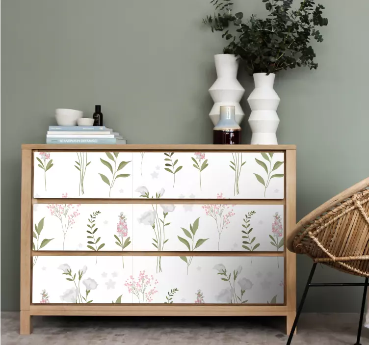 Minimalistic wildflower pattern furniture sticker - TenStickers