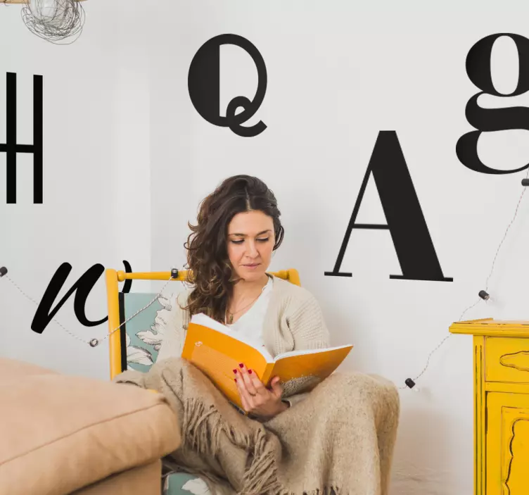 Modern alphabet text wall sticker - TenStickers