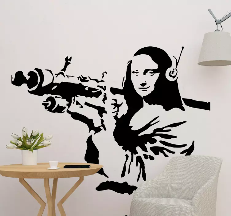 Mona Lisa with Bazooka wall art sticker - TenStickers