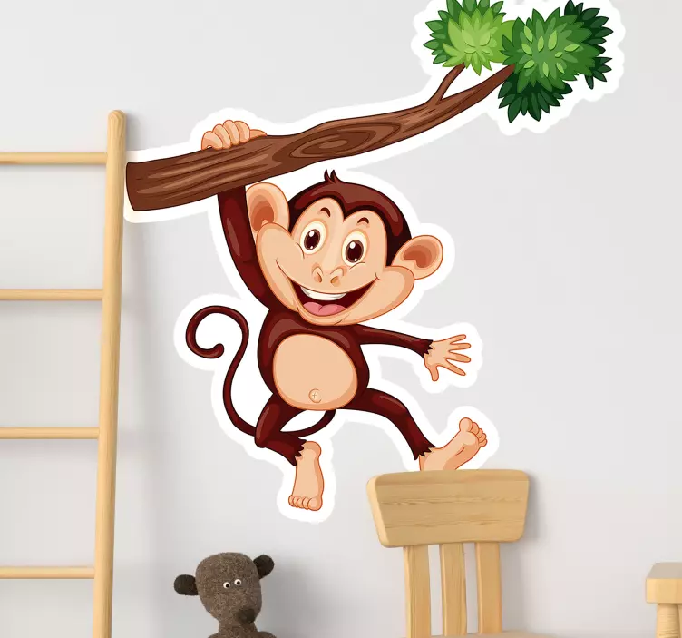 Monkey branch illustration sticker - TenStickers