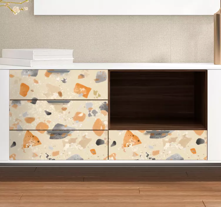 Monochromatic terrazzo pattern furniture decal - TenStickers