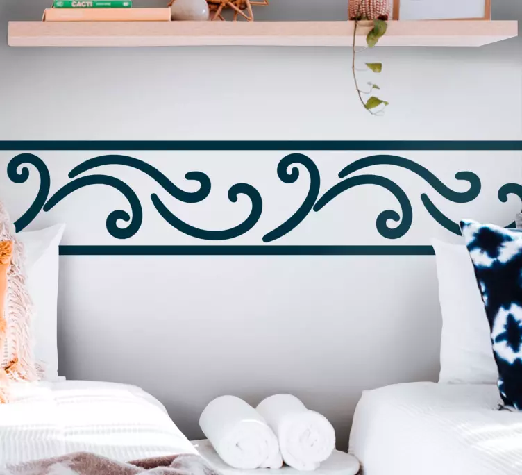 Monocolor tribal design with borders border - TenStickers