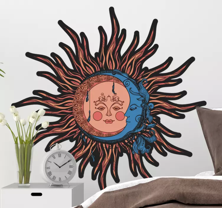 Moon and sun art space wall sticker - TenStickers