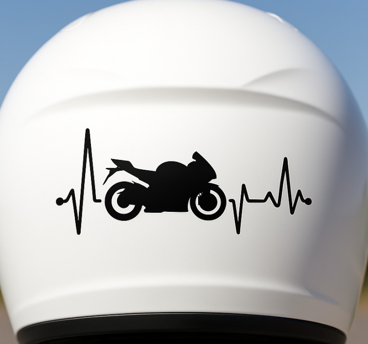 Motorcycle sticker monochrome heartbeat - TenStickers