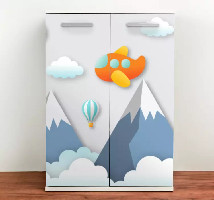 Mountain and plane  for kids furniture decal - TenStickers