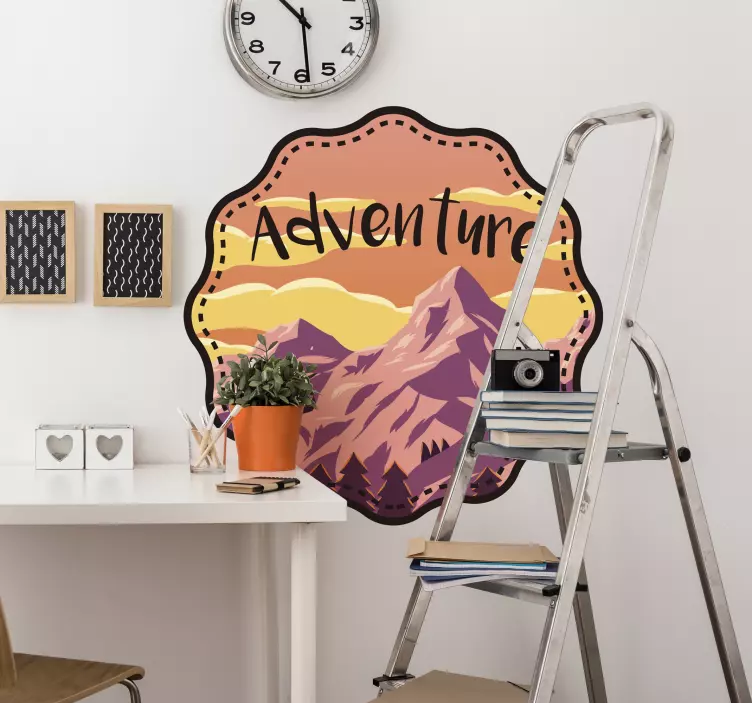 Round background mountains  wall sticker - TenStickers