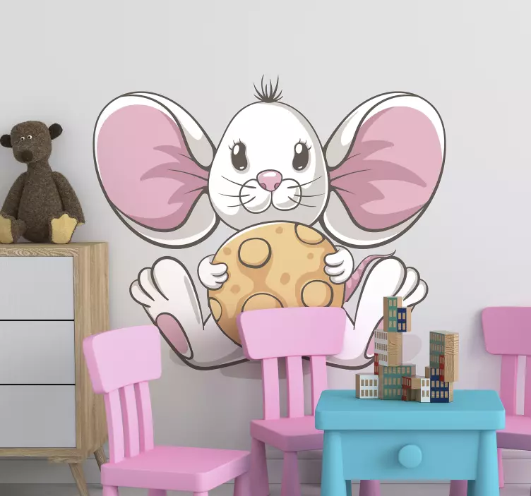 Mouse with cookie illustration decal - TenStickers