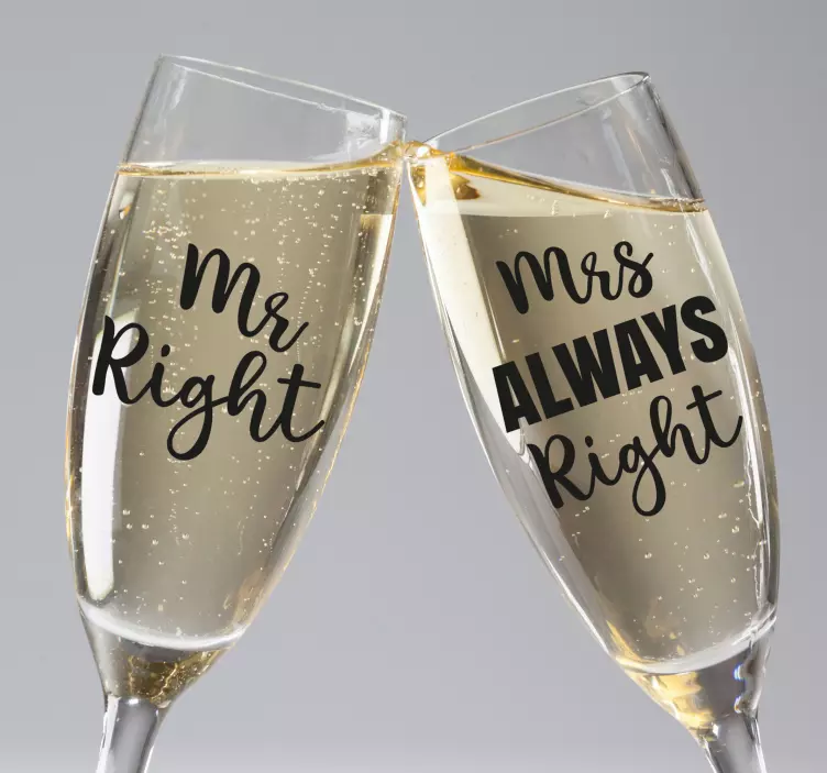 Mrs always right wedding glass wedding sticker - TenStickers