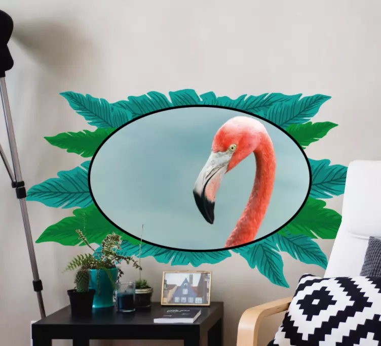 Multi leaves floral photo frame decal - TenStickers