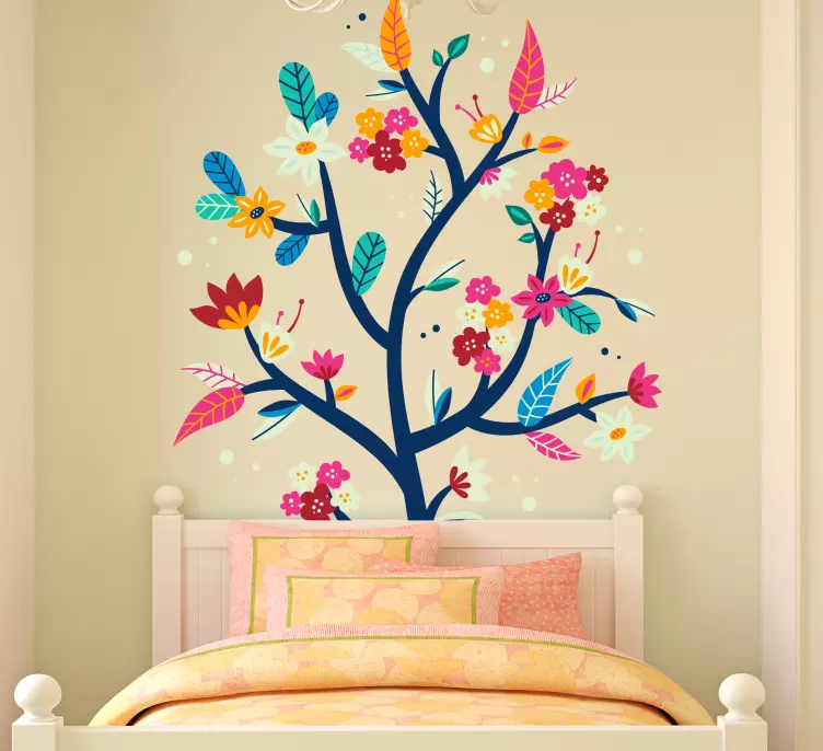Multicolor spring tree flowers flower sticker - TenStickers