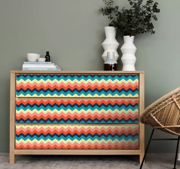 Multicolor zig zag design furniture sticker - TenStickers
