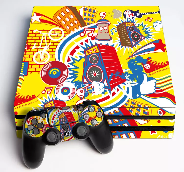 Music graffiti PS4 stickers - TenStickers