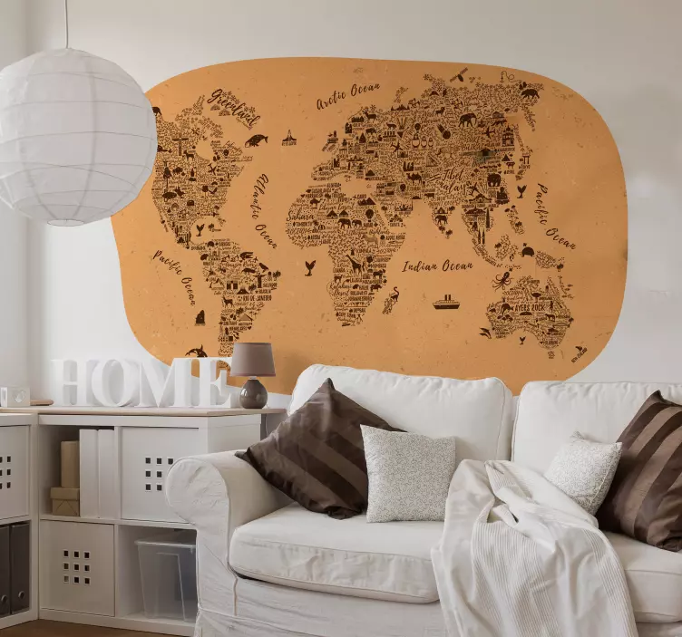 Name world map wall sticker - TenStickers