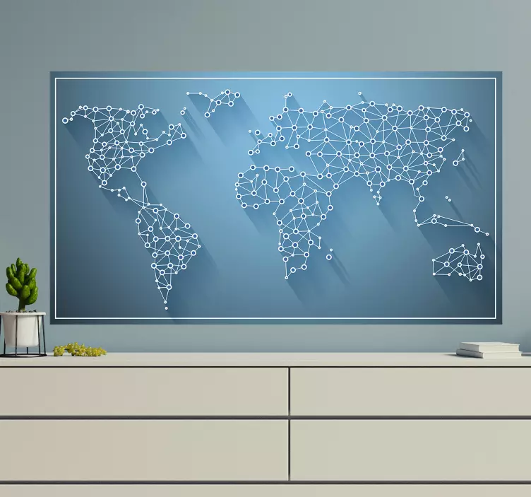 Networks world map wall sticker - TenStickers
