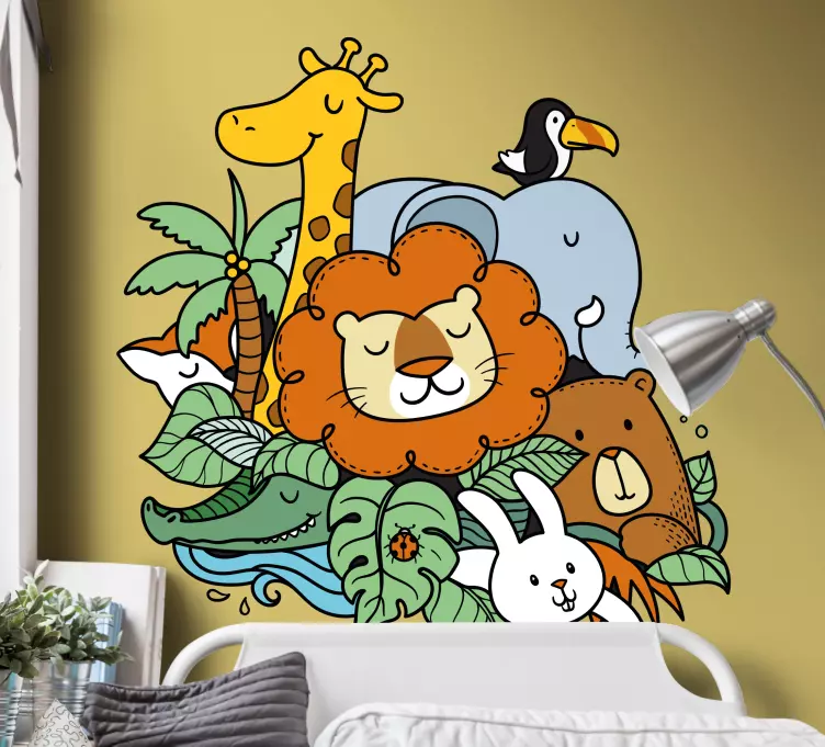 Nordic colorful jungle animals decal - TenStickers