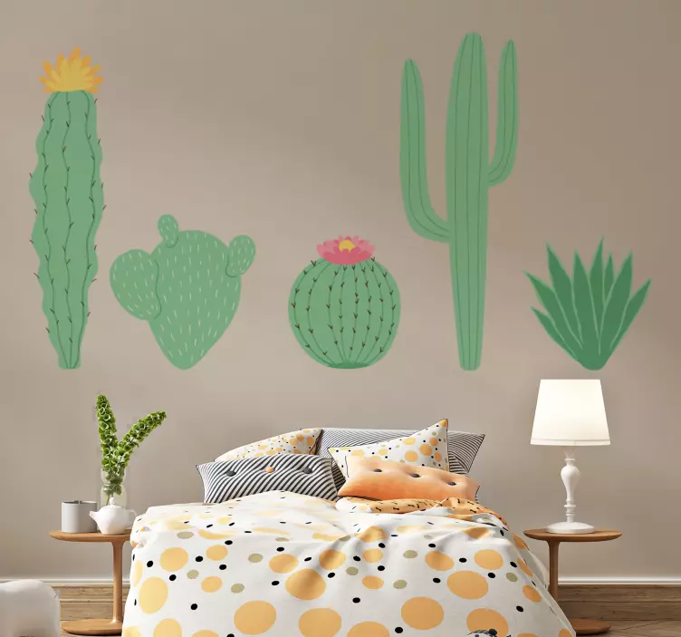 Nordic sober cactus plant wall sticker - TenStickers