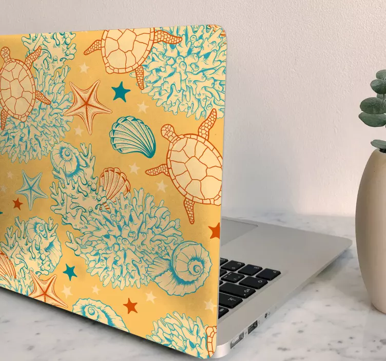 Orange Under the Sea laptop skins - TenStickers