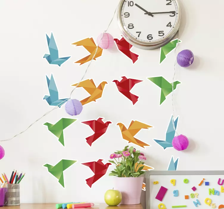 Origami animals bird wall sticker - TenStickers