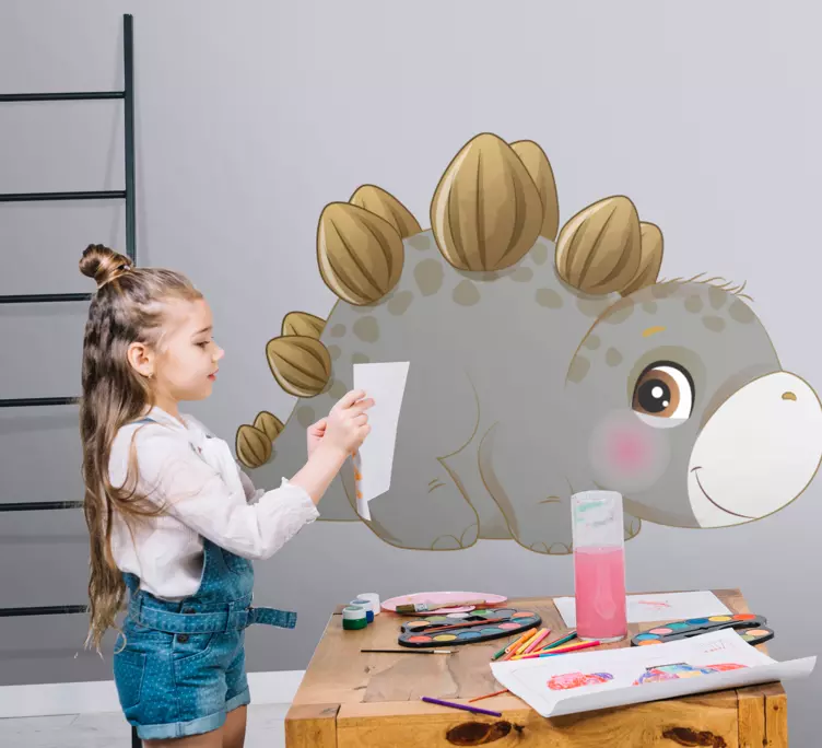 Original grey little dinosaur door  decal - TenStickers