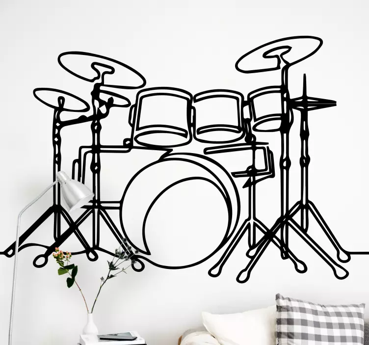 Outline Drum Set music stickers - TenStickers
