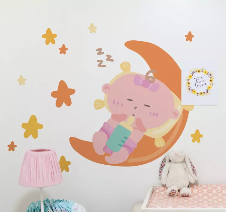 Pack of 11 stars with baby sleeping space decal - TenStickers