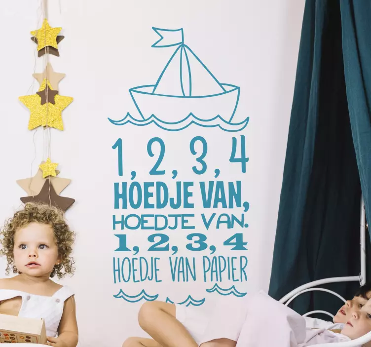 paper boat nursery rhyme wall decal - TenStickers