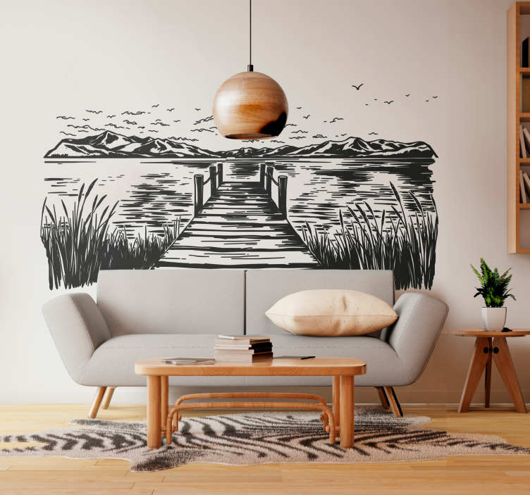 Path to the lake wall sticker - TenStickers