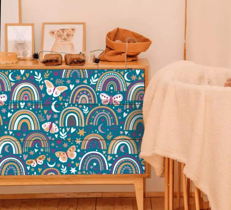Pattern with boho butterflies furniture sticker - TenStickers