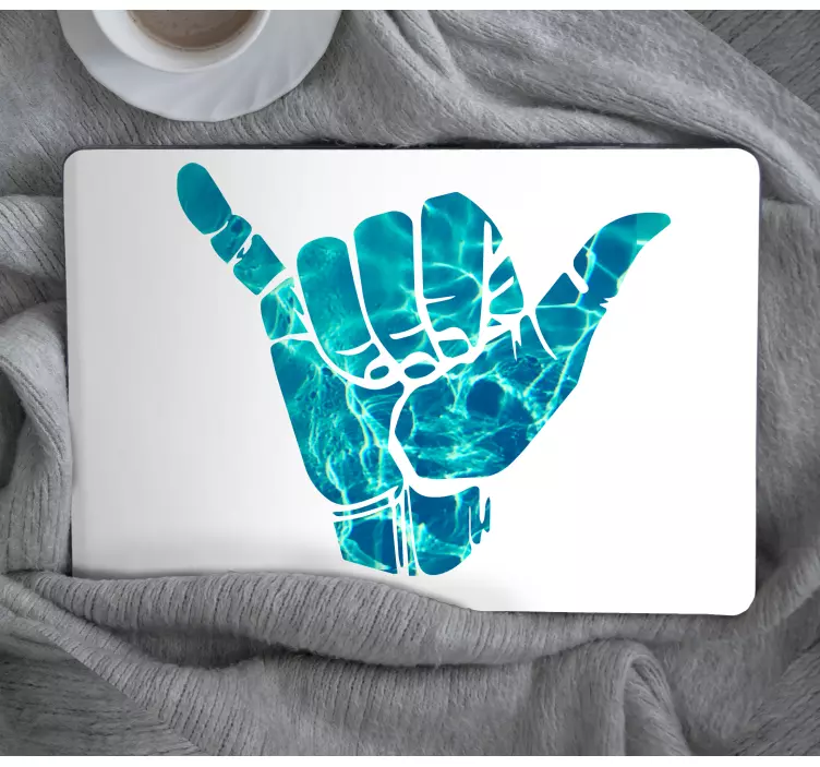 Peace hand sign with water laptop skins - TenStickers