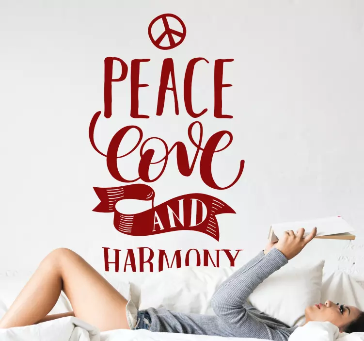 Peace love and harmony  design love sticker - TenStickers