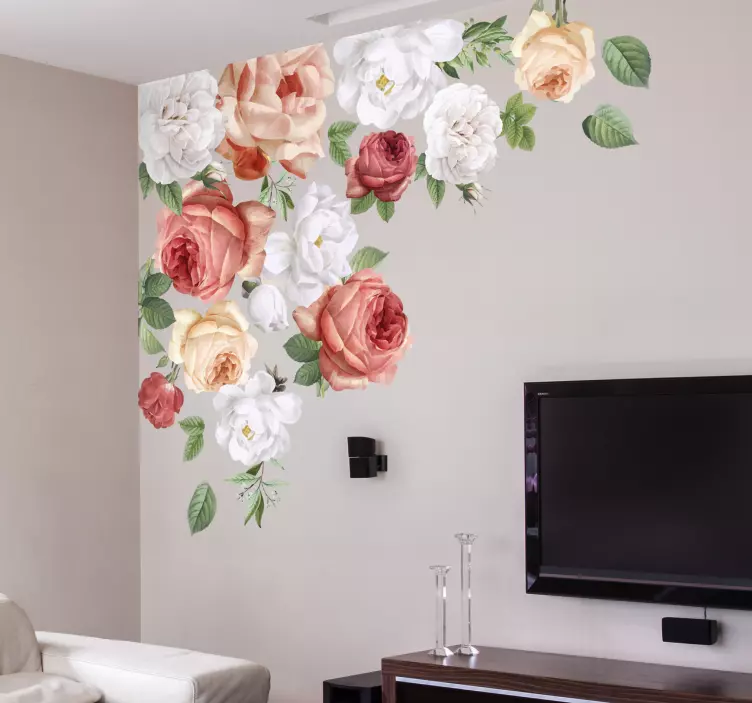 peonies Living Room Wall Decor - TenStickers