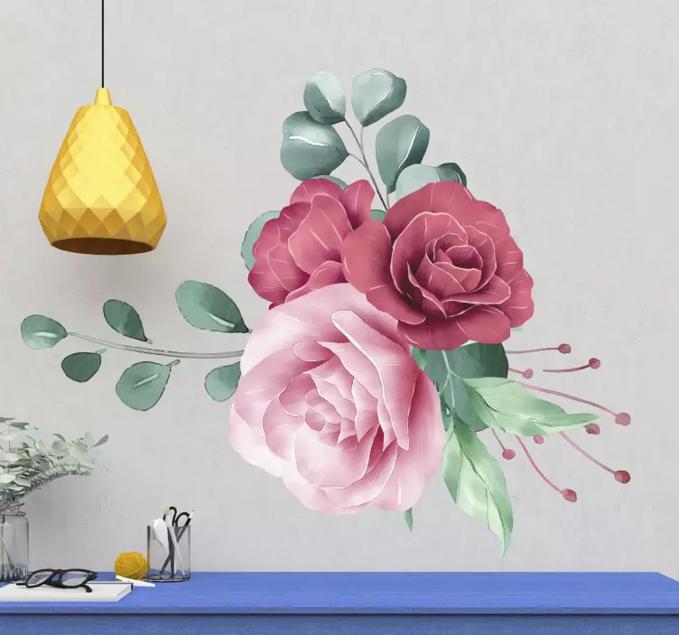 Peony bouquet flower wall sticker - TenStickers