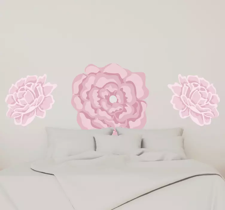 Peony flower set flower wall sticker - TenStickers