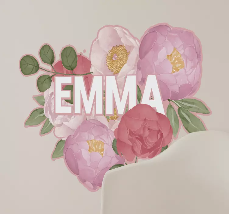 Peony name flowers wall decal - TenStickers