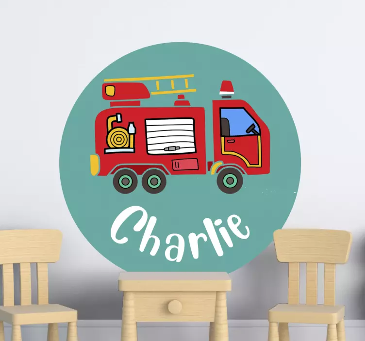Personalized fire truck toy decal - TenStickers