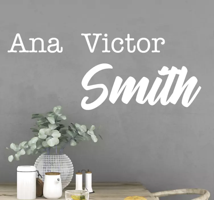 Custom husband and wife names wedding sticker - TenStickers