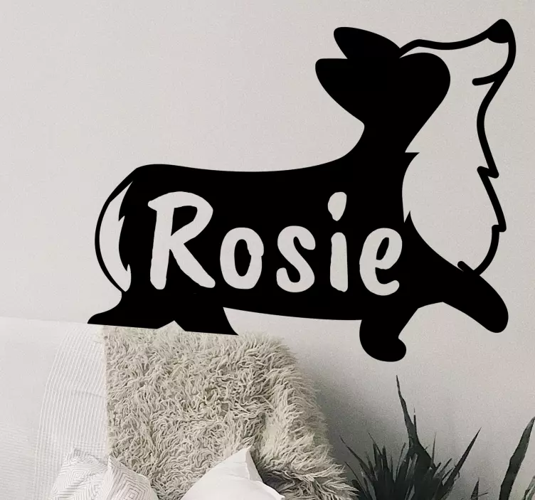 Personalised name corgi silhouette pet sticker - TenStickers