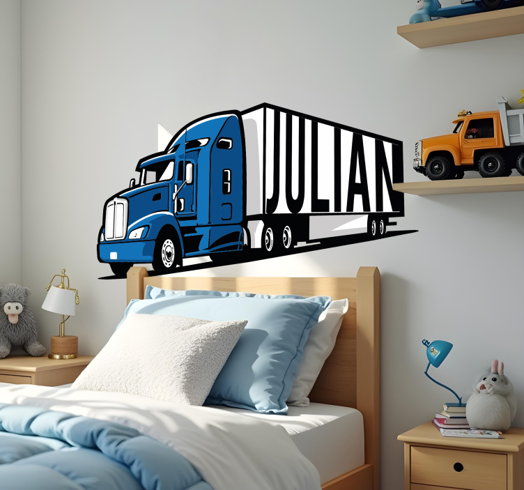 personalized blue truck toy decal - TenStickers