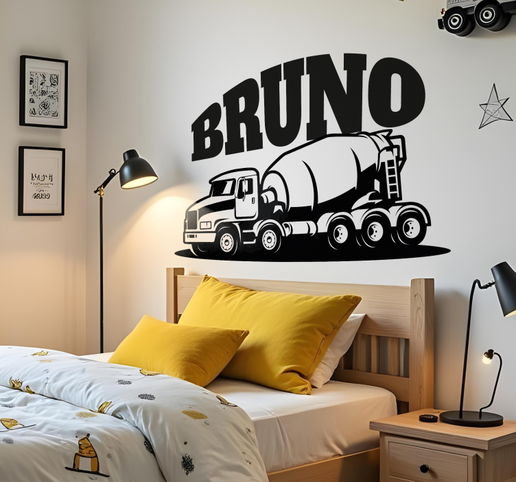 personalized concrete mixer truck toy decal - TenStickers