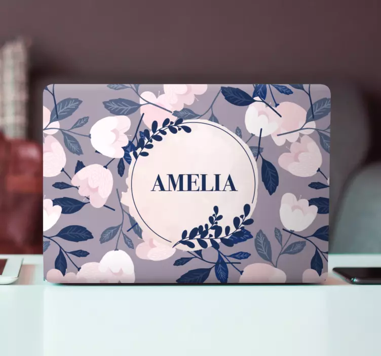 Personalized Floral Pattern laptop skin - TenStickers