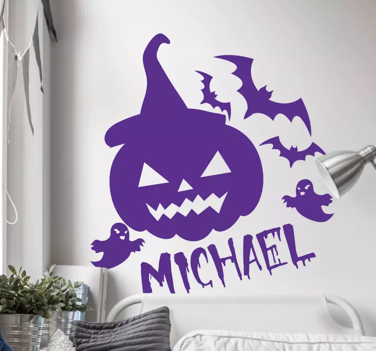 Personalized ghosts bats halloween decal - TenStickers