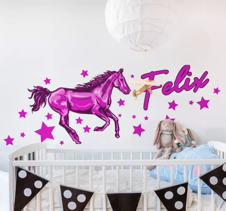 Custom name and the star horse character decal - TenStickers
