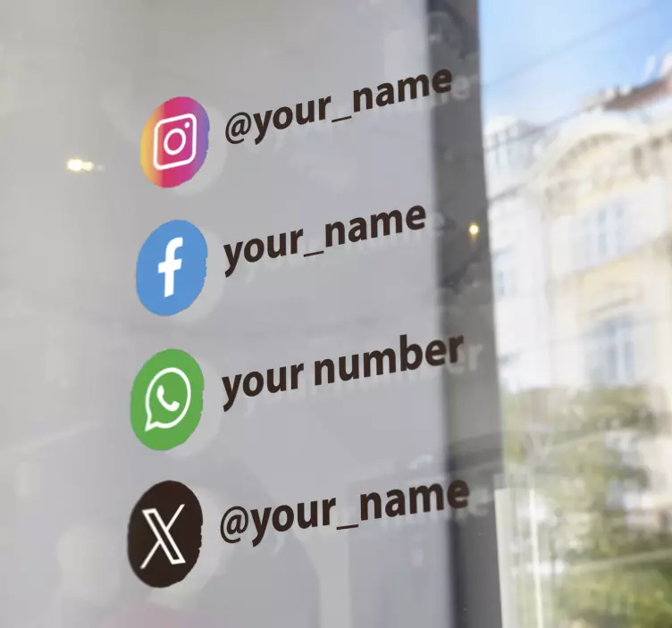 personalized social media logos shop window sticker - TenStickers