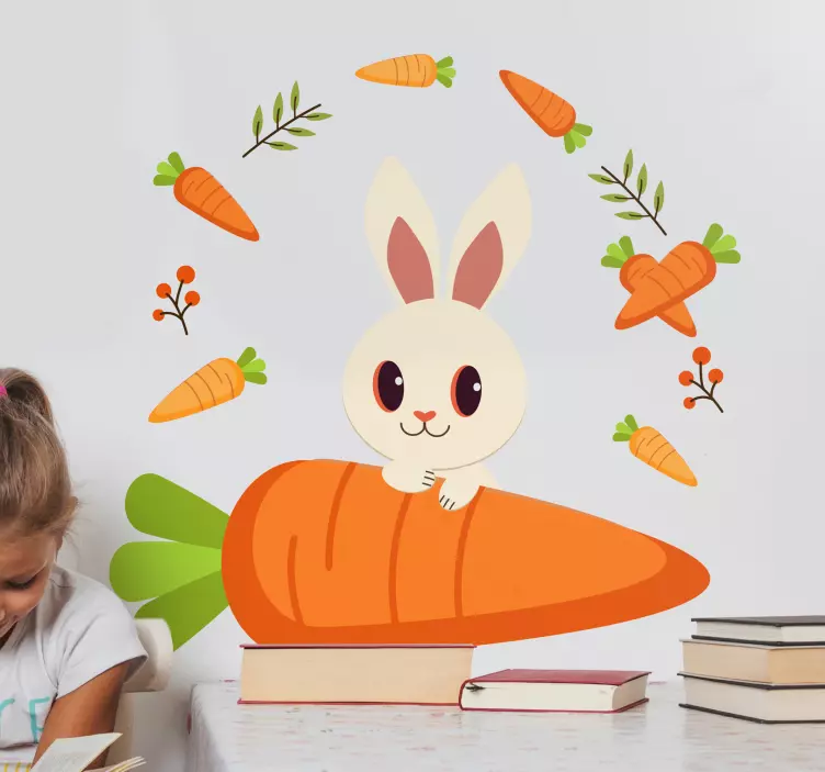 Pet sticker cute bunny carrot - TenStickers