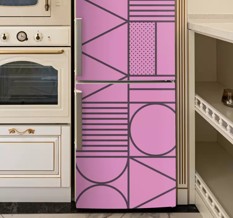 Pink and grey color block fridge decal - TenStickers