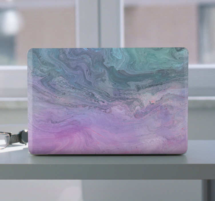 Pink and light blue liquid laptop skin - TenStickers