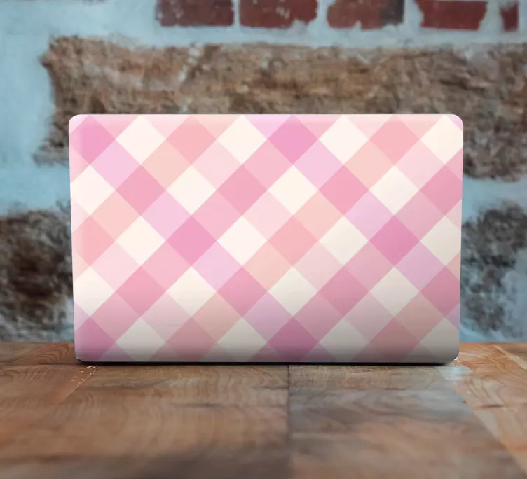 Pink checked pattern laptop skins - TenStickers