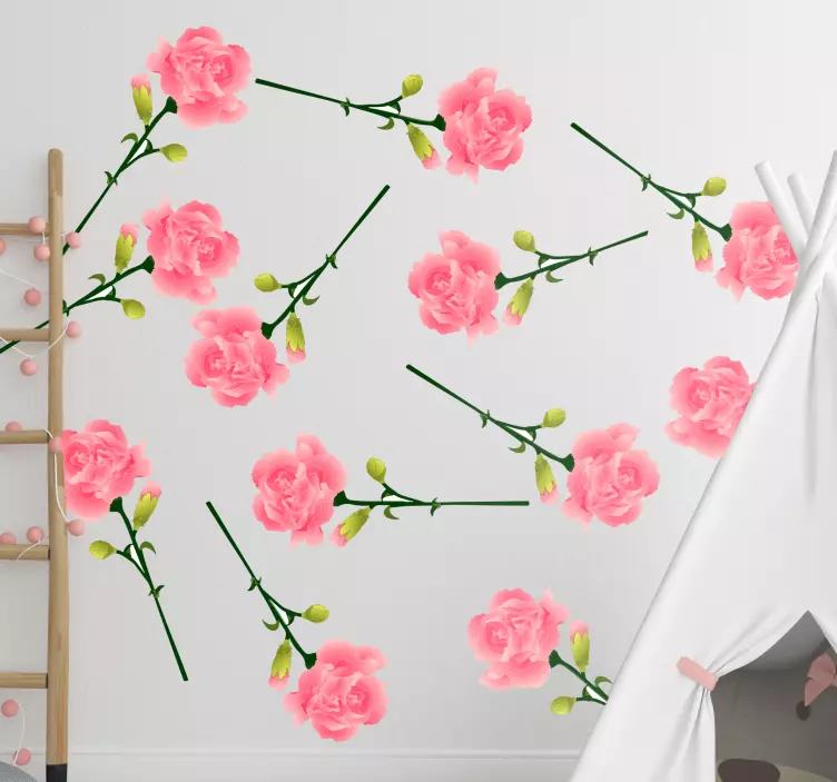 Pink clove flower wall sticker - TenStickers