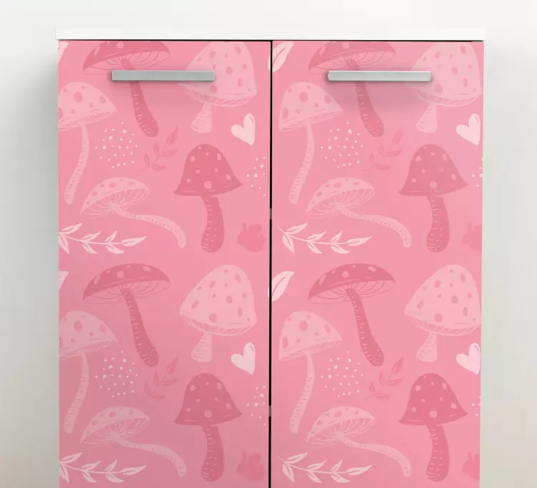 Pink colors mushroom pattern furniture decal - TenStickers