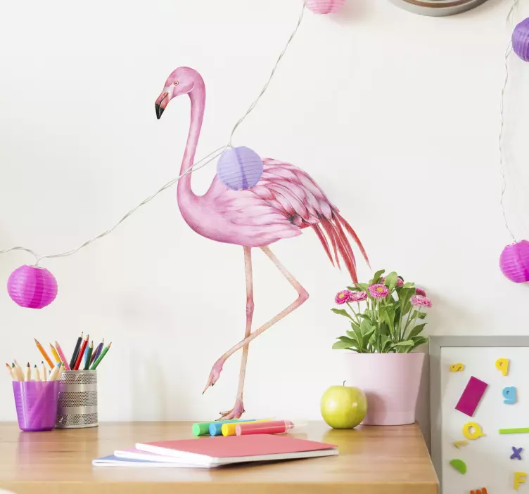 Pink flamingo watercolor window decal - TenStickers